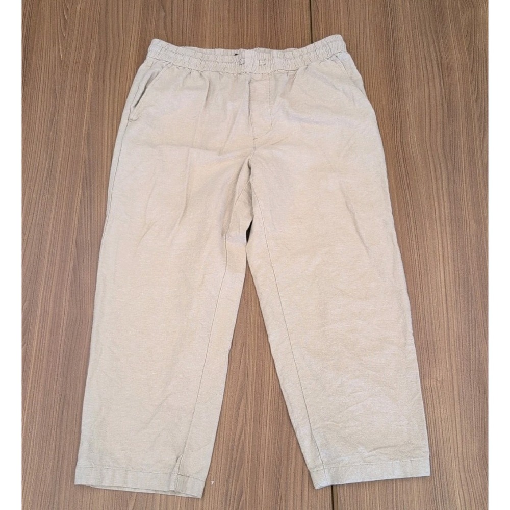 Hollywood The Jean People Pants Mens M Beige Wide Leg Pull On Trousers EUC
